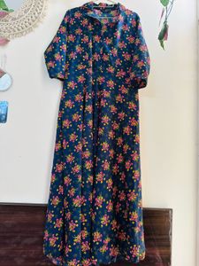 Navy blue Floral Print Maxi Dress