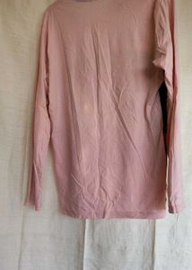 Men's Pink V-Neck Long Sleeve Graphic T-Shirt