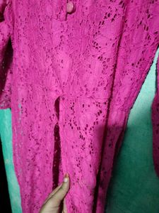 Elegant Pink Lace Kurta Set