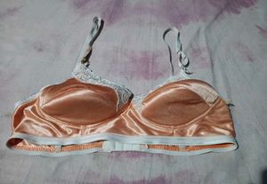 Satin Lace Trimmed Bra