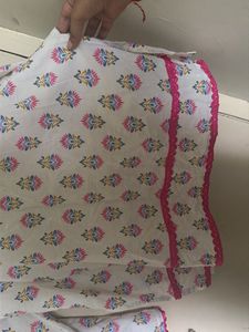 Farshi White Printed Kurta with Pink B
