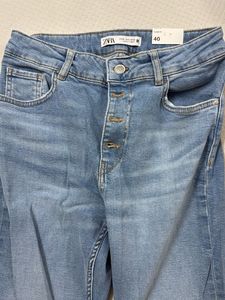 Zara Light Wash Button Fly Jeans
