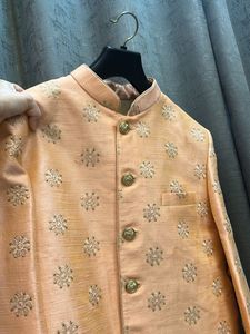 Peach Embroidered Sherwani