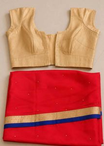 Elegant Red Saree with Gold Border