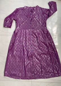 Purple Metallic Midi Dress