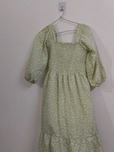 Floral Smocked Square Neck Dress