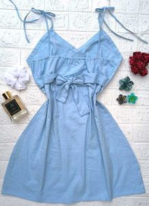 Cute Blue Summer Dress with Bows