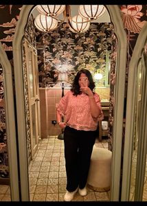 Pink Floral Print Top with Flutter Sleeves