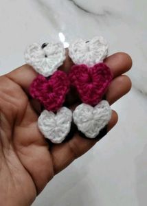 Handmade Crochet Heart Hair Clips Set