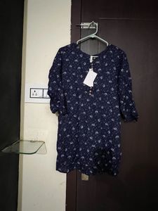 Navy Blue Printed short Kurta