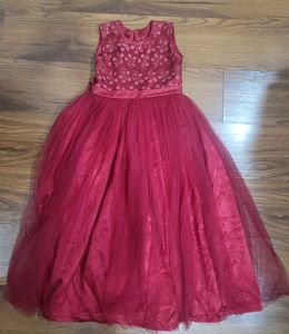 Elegant Burgundy Girls' Dress