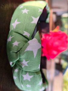 Star Print Headband with Flower Accent