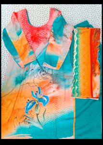 Vibrant Floral Print Kurta Set