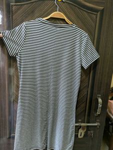Black & White Striped Ribbed Dress