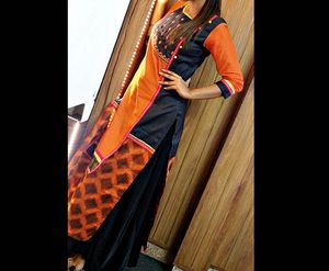 Stylish Orange & Black Kurti