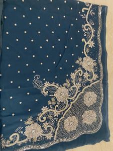 SALE!! Royal Pearl Beaded Embellished Grey Saree
