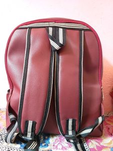 Maroon Backpack with Teddy Charm
