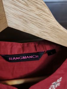 Rangmanch Red Embroidered Cotton Kurta