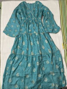 Teal Blue Floral Dress/Gown