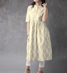 Anouk Cream Printed Kurti Dress - Feeling Festive