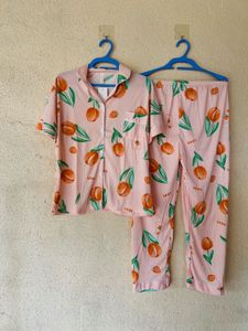 Cute Peach Print Pajama Set