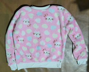 Cute Cat Pink Fleece Sweatshirt