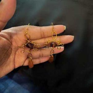 Unique Beaded Wire Wrapped Earrings