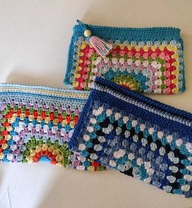 multicolored crochet pouch 🧶+ free gift available