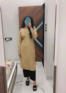 Elegant Mustard Yellow Embroidered Kurti 💛