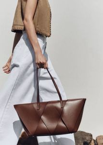 Zara Brown Woven Tote Bag
