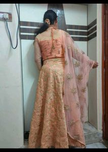 Peach Embroidered Lehenga Choli