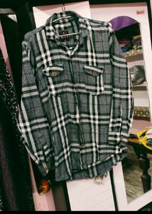 Black Plaid Flannel Wool Shirt