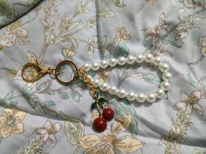 Pearl Keychain with Cherry Charm