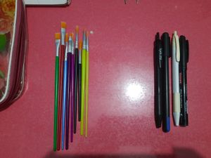 geography class 12 book, face cream, paint brush