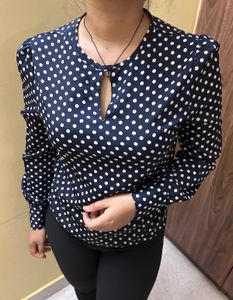 Chic Polka Dot Navy Blouse