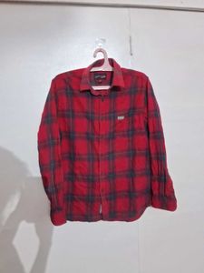 Men's Red Plaid Long Sleeve Shirt