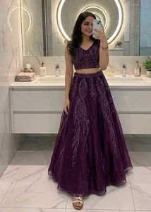 Stunning Purple Embellished Lehenga Choli