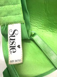 Green Lace Detail Padded Bra