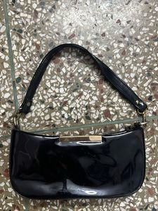 Chic Black Patent Shoulder Bag