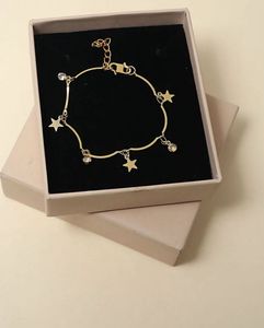 Delicate Gold Chain Bracelet with Crystal set of 3
