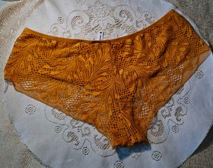 mustard yellow Lace Trimmed Briefs