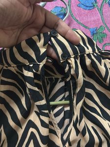 Zebra Print High Neck Blouse