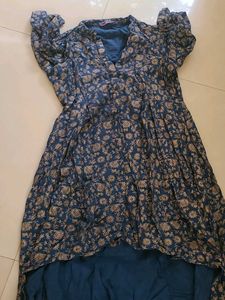 Stylish Blue Floral Kurta with Dhoti Pants