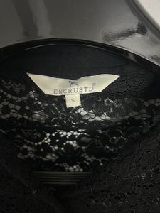 Black Lace Button-Up Top