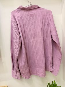 Shein Pleated Pink Button-Up Shirt