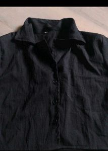 Classic Black Textured Blouse