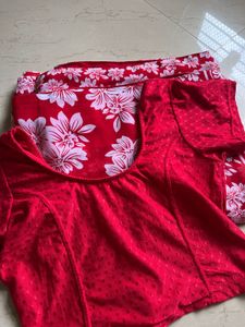 Vibrant Red Floral saree