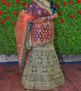 Stunning Blue &amp; Pink Embroidered Lehenga