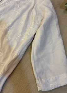 Embroidered Boho White Tunic Top