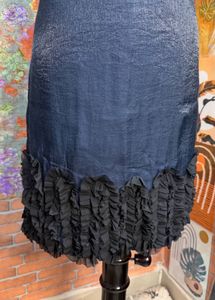 Chic Navy Sheer Neckline Dress